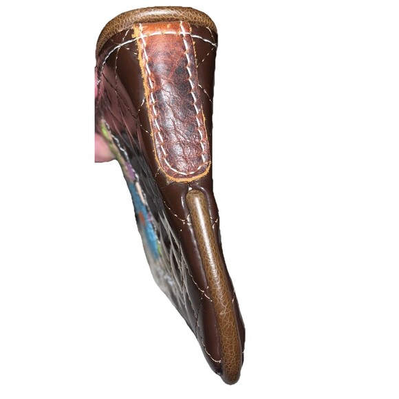 Consuela Quilted Brown Patent w Leather Trim Embroidered Clutch Wristlet NEW - Picture 8 of 14